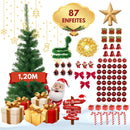 Árvore de Natal 120cm Decorada Verde ou Nevada com 87 Enfeites e 100 Galhos