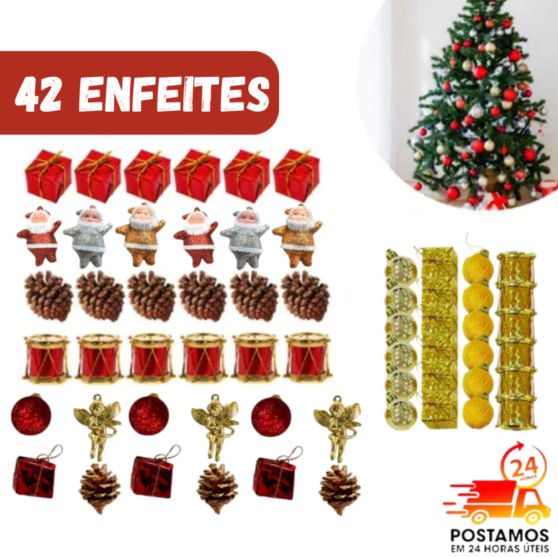 Kit 42 ou 84 Enfeites Pendentes Premium para Árvore de Natal