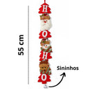 Decoração de Porta Natalina HO HO 55cm com Sininhos (Papai Noel/Neve/Rena)