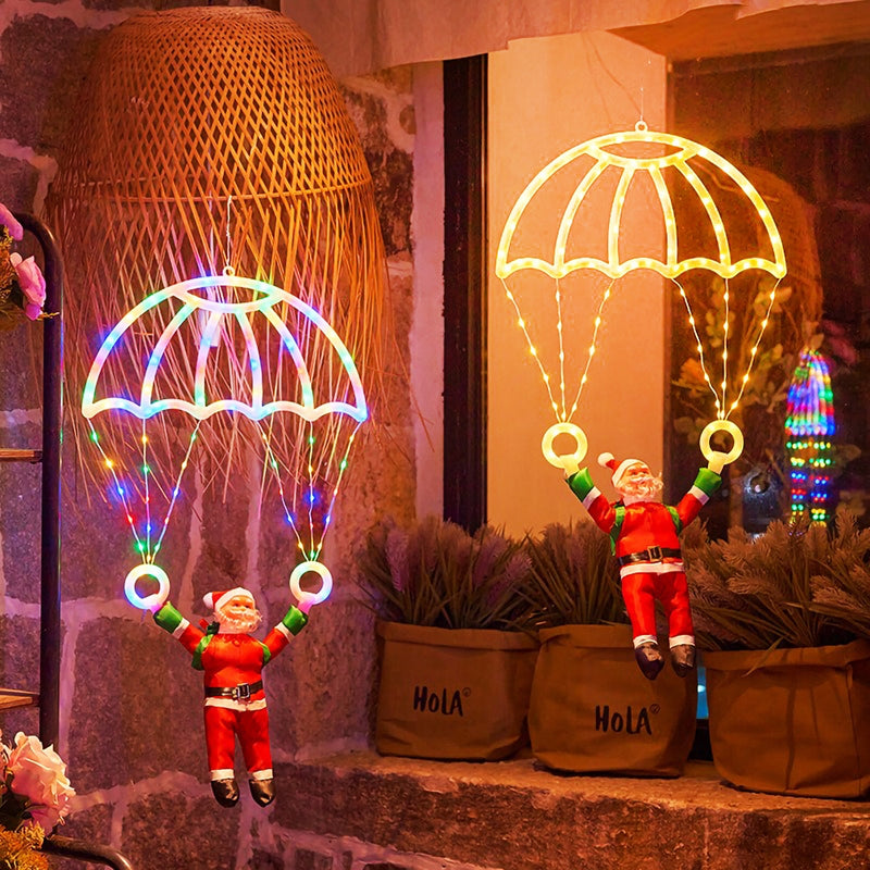 Papai Noel Paraquedista LED RGB ou Amarelo 71 cm - Decoração de Natal