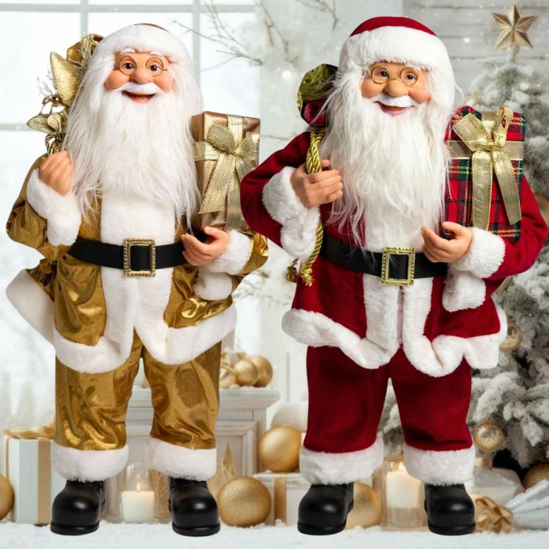 Boneco Papai Noel Luxo 60cm em Pé - Vermelho ou Dourado