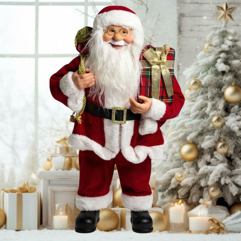 Boneco Papai Noel Luxo 60cm em Pé - Vermelho ou Dourado