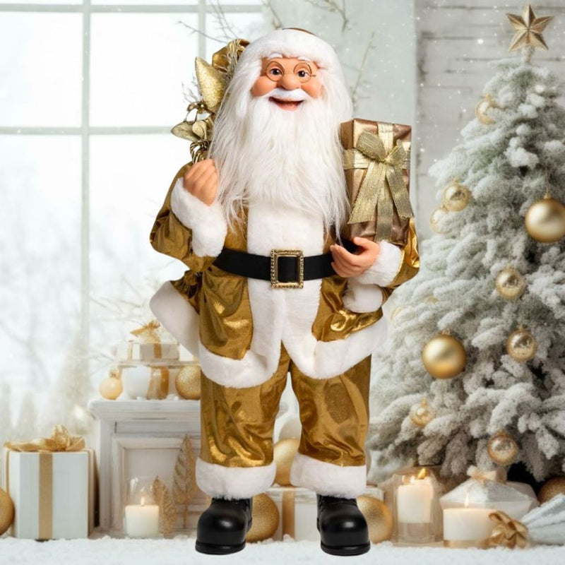 Boneco Papai Noel Luxo 60cm em Pé - Vermelho ou Dourado