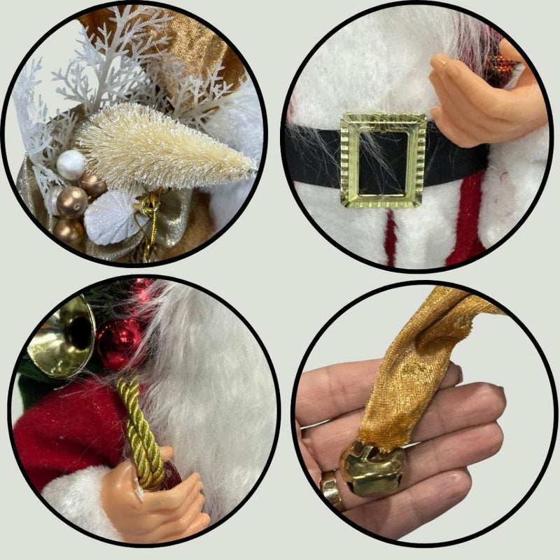 Boneco Papai Noel Luxo 60cm em Pé - Vermelho ou Dourado