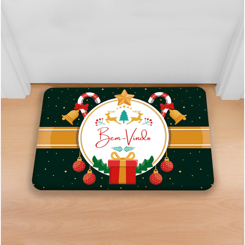 Capacho Natalino Antiderrapante 40x60 cm com Base em Látex – Secagem Rápida