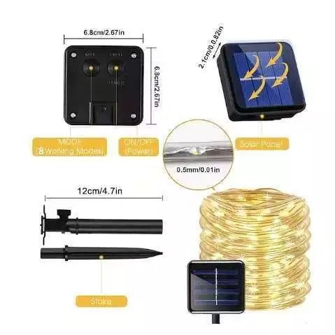 Cordão de Luzes Solares Natalinas 300 LED IP65 (10m/20m)
