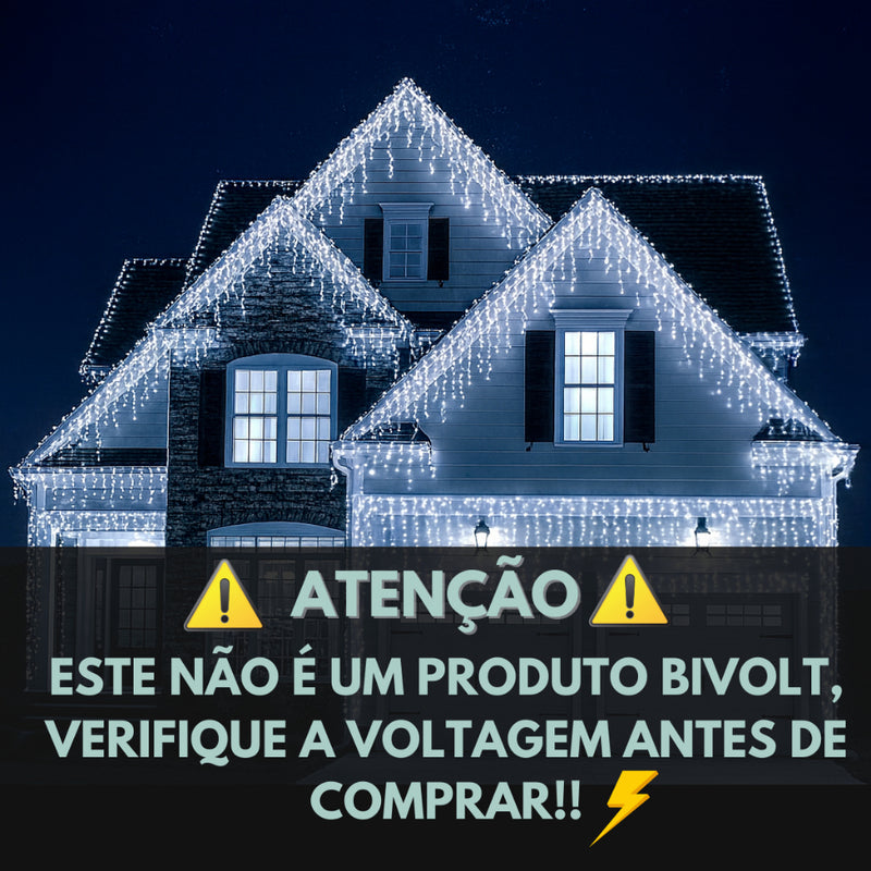 Cascata de Luz 400 LEDs 10m – Branco Quente + Branco Frio (Fixa) Bivolt