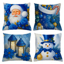 Kit 4 Capas de Almofadas Natalinas 45x45 (Papai Noel, Rena e Boneco de Neve)