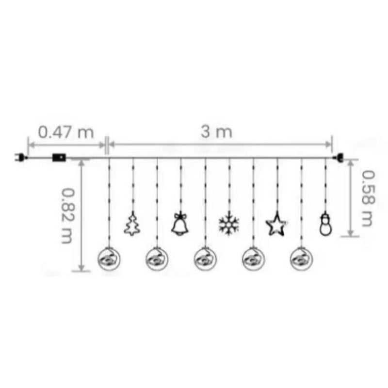 Cortina Cascata Natalina LED 3 m Bivolt com Conector Traseiro – Branco Quente