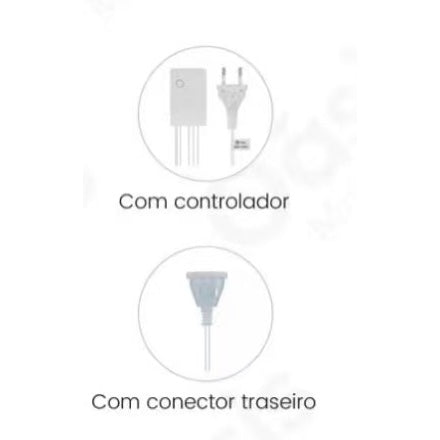 Cortina Cascata Natalina LED 3 m Bivolt com Conector Traseiro – Branco Quente