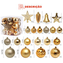 Kit 45 Enfeites de Natal com Estrela Ponteira (Dourado/Vermelho ou Champanhe/Prata)