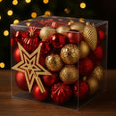 Kit 45 Enfeites de Natal com Estrela Ponteira (Dourado/Vermelho ou Champanhe/Prata)