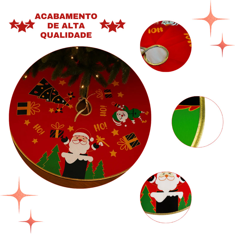 Saia de Veludo para Árvore de Natal Vermelha 90 cm Luxo
