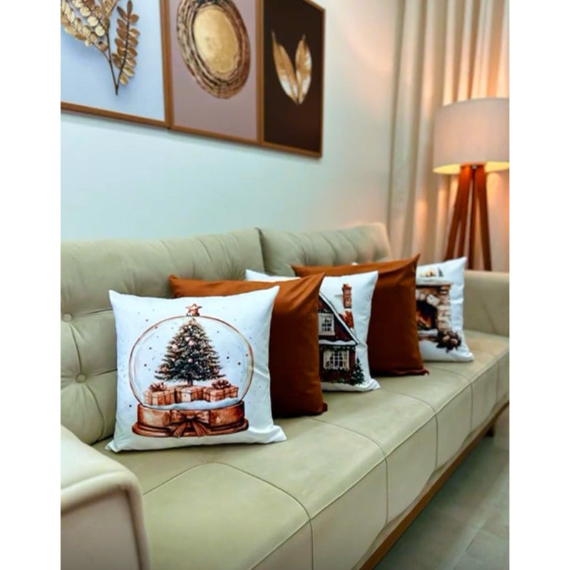 Kit 5 Capas de Almofadas Natalinas em Suede 45x45 cm (Sem Enchimento)