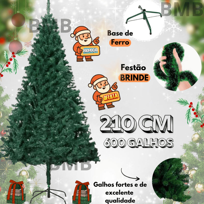 Árvore de Natal Pinheiro Luxo Canadense Verde – 420/600 Galhos + Brinde