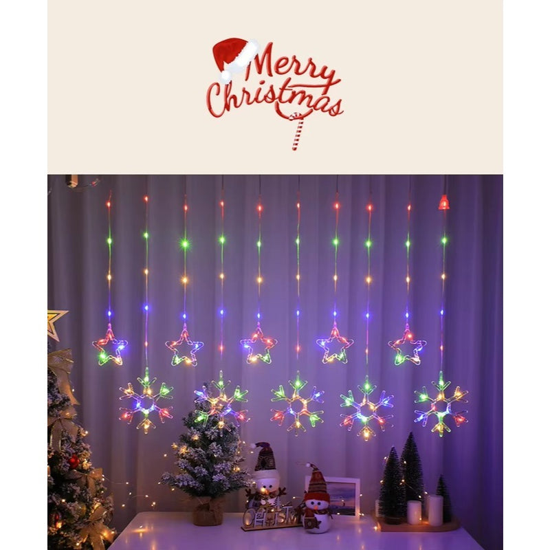 Cascata de Luzes Estrela 100 LED 3m Bivolt IP64 – Quente/Colorido