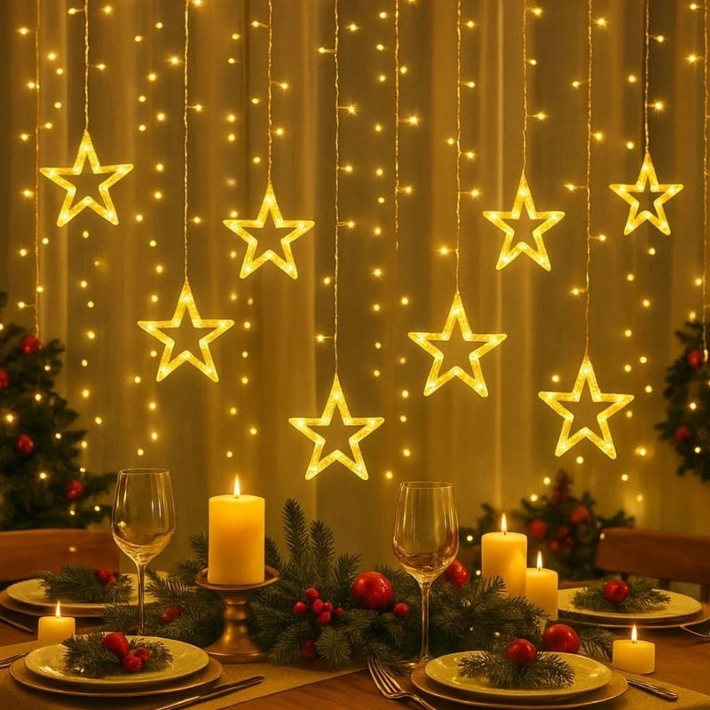 Cascata de Luzes Estrela 100 LED 3m Bivolt IP64 – Quente/Colorido