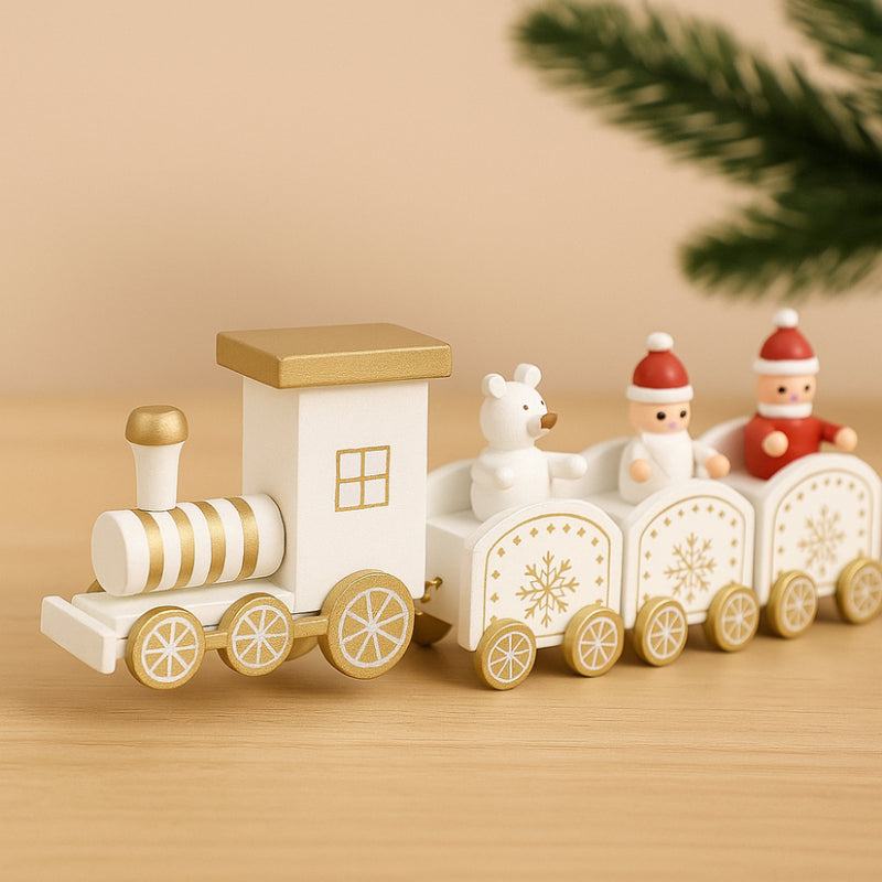 Mini Trem Natalino Encantado com Vagões – Enfeite de Árvore e Decoração