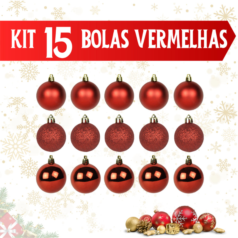 Kit de Enfeites para Árvore de Natal – 55, 75, 100 ou 125 peças (pisca 9,5 m nos 75/100/125)