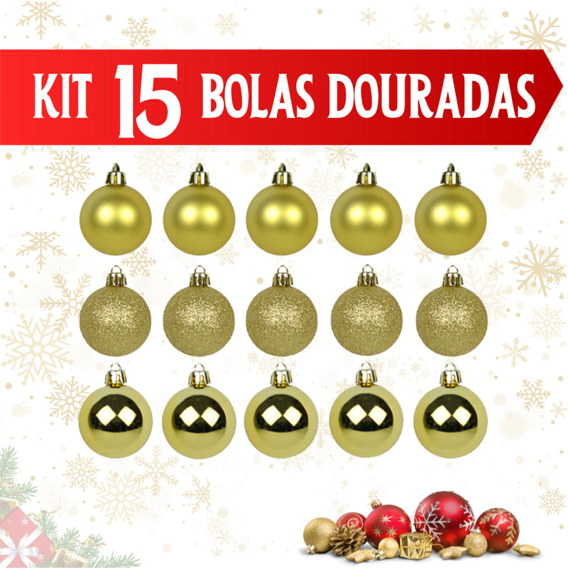 Kit de Enfeites para Árvore de Natal – 55, 75, 100 ou 125 peças (pisca 9,5 m nos 75/100/125)