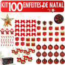Kit de Enfeites para Árvore de Natal – 55, 75, 100 ou 125 peças (pisca 9,5 m nos 75/100/125)