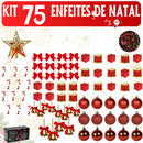Kit de Enfeites para Árvore de Natal – 55, 75, 100 ou 125 peças (pisca 9,5 m nos 75/100/125)