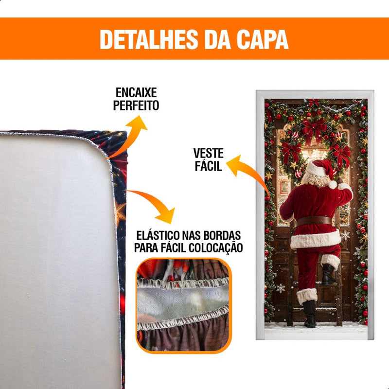 Kit 2 Capas de Porta Natalinas Veste Fácil 0,85x2,10 Tecido Sublimado