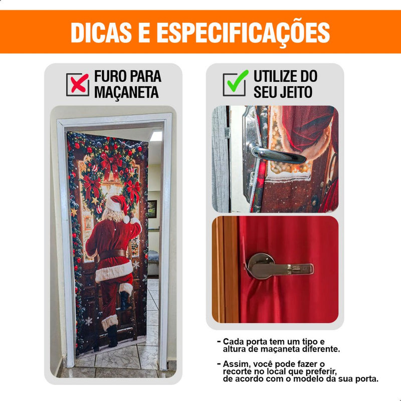Kit 2 Capas de Porta Natalinas Veste Fácil 0,85x2,10 Tecido Sublimado