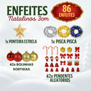 Árvore de Natal 1,20m Completa com 86 Enfeites + Pisca 9m (127V)