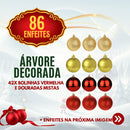 Árvore de Natal 1,20m Completa com 86 Enfeites + Pisca 9m (127V)