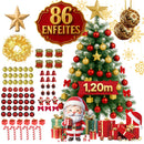 Árvore de Natal 1,20m Completa com 86 Enfeites + Pisca 9m (127V)