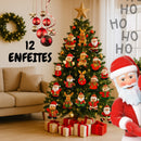 Kit 12 Enfeites de Natal em Pelúcia Sortidos Premium