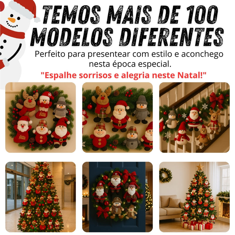Kit 12 Enfeites de Natal em Pelúcia Sortidos Premium