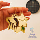 Kit 8 Estrelas de Natal em Acrílico Espelhado com Palavras – 6 cm