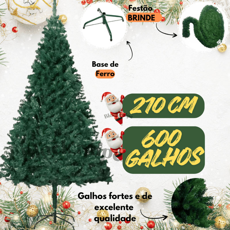 Pinheiro de Natal Premium Verde Super Cheio (Estilo Canadense) – 420 ou 600 galhos + Brinde