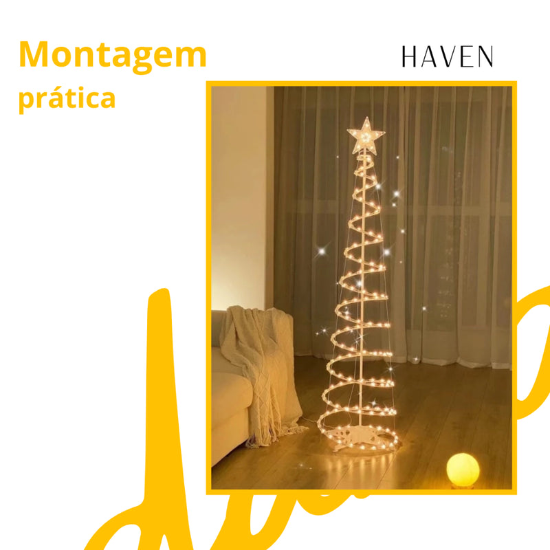 Árvore de Natal Espiral de LED 1,80 m com 31 Enfeites (Dobrável e Iluminada)