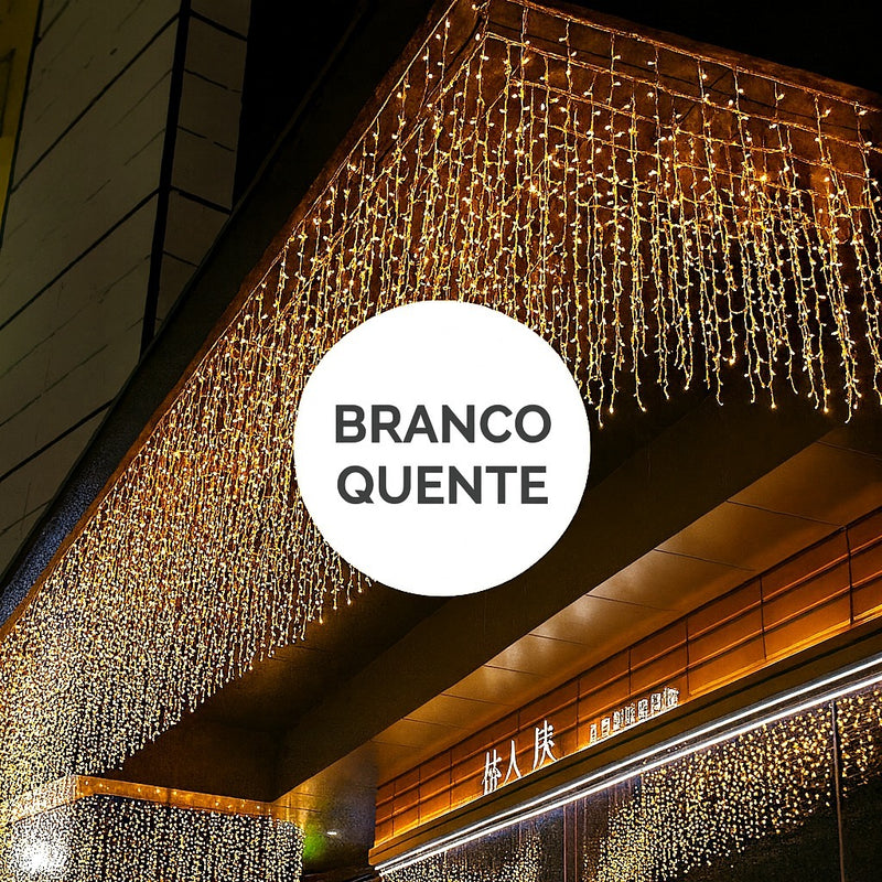Cascata de Luz 400 LEDs 10m – Branco Quente + Branco Frio (Fixa) Bivolt