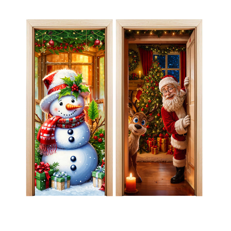 Kit 2 Capas de Porta Natalinas Veste Fácil 0,85x2,10 Tecido Sublimado