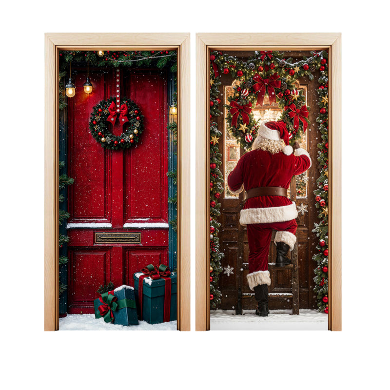 Kit 2 Capas de Porta Natalinas Veste Fácil 0,85x2,10 Tecido Sublimado