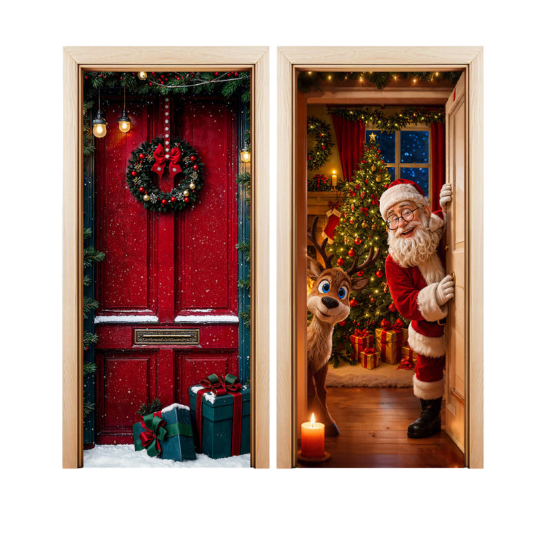 Kit 2 Capas de Porta Natalinas Veste Fácil 0,85x2,10 Tecido Sublimado