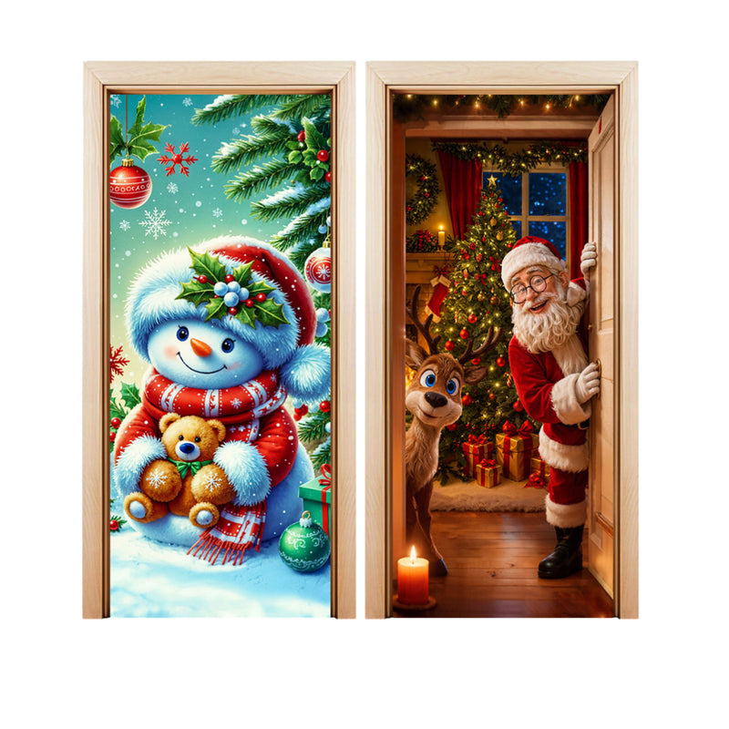 Kit 2 Capas de Porta Natalinas Veste Fácil 0,85x2,10 Tecido Sublimado