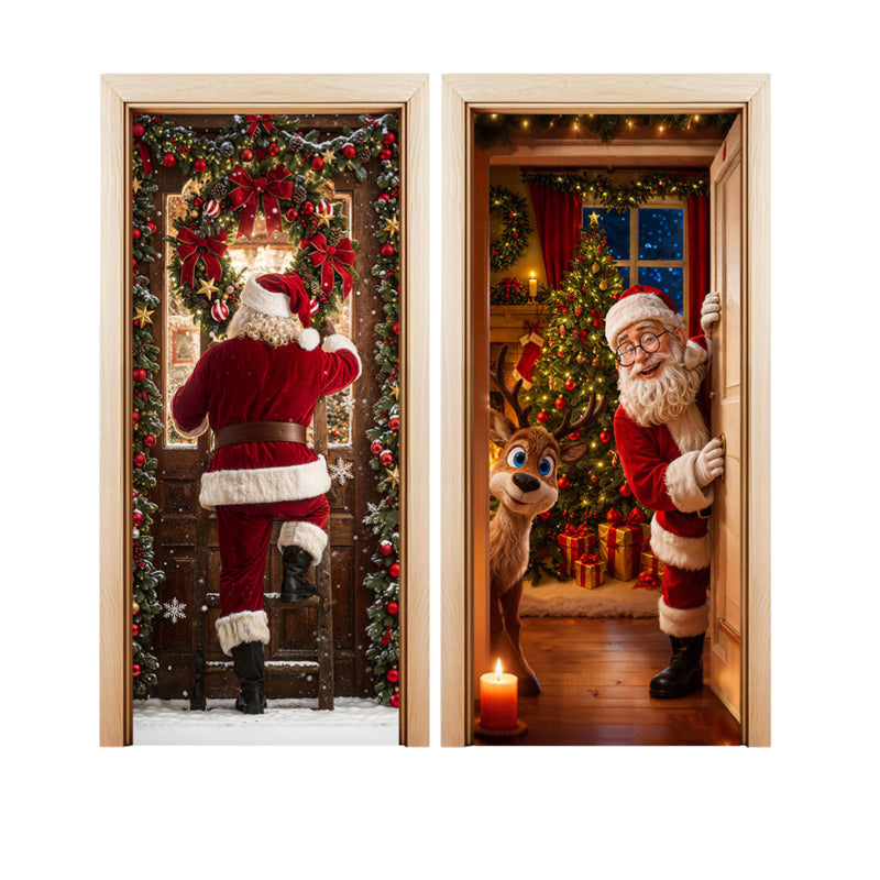 Kit 2 Capas de Porta Natalinas Veste Fácil 0,85x2,10 Tecido Sublimado