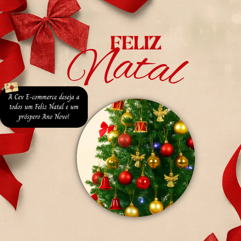 Árvore de Natal Completa com 87 Enfeites e Pisca-Pisca LED