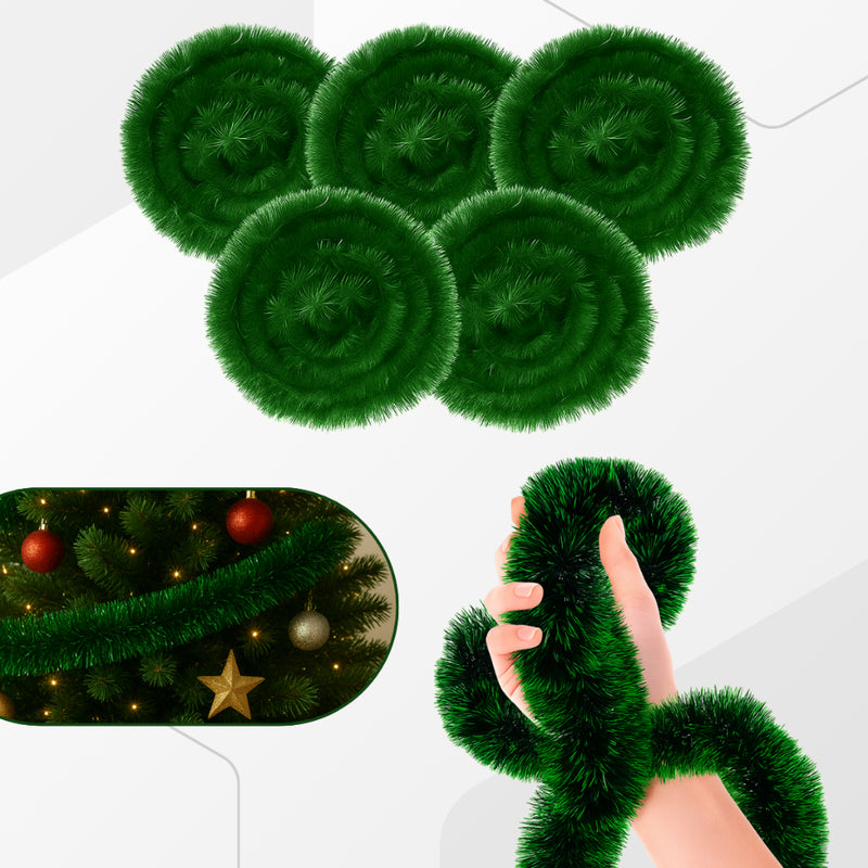 Kit 10 Festões Verdes Natalinos 3m x 11cm (30m Total) - Envio Imediato