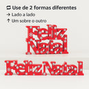 Letreiro Feliz Natal 3D Decorativo – Vermelho ou Verde, 38 cm ou 24 cm