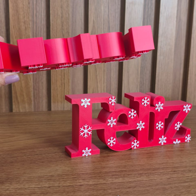 Letreiro Feliz Natal 3D Decorativo – Vermelho ou Verde, 38 cm ou 24 cm