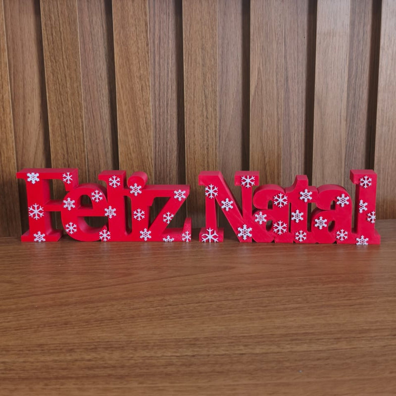 Letreiro Feliz Natal 3D Decorativo – Vermelho ou Verde, 38 cm ou 24 cm