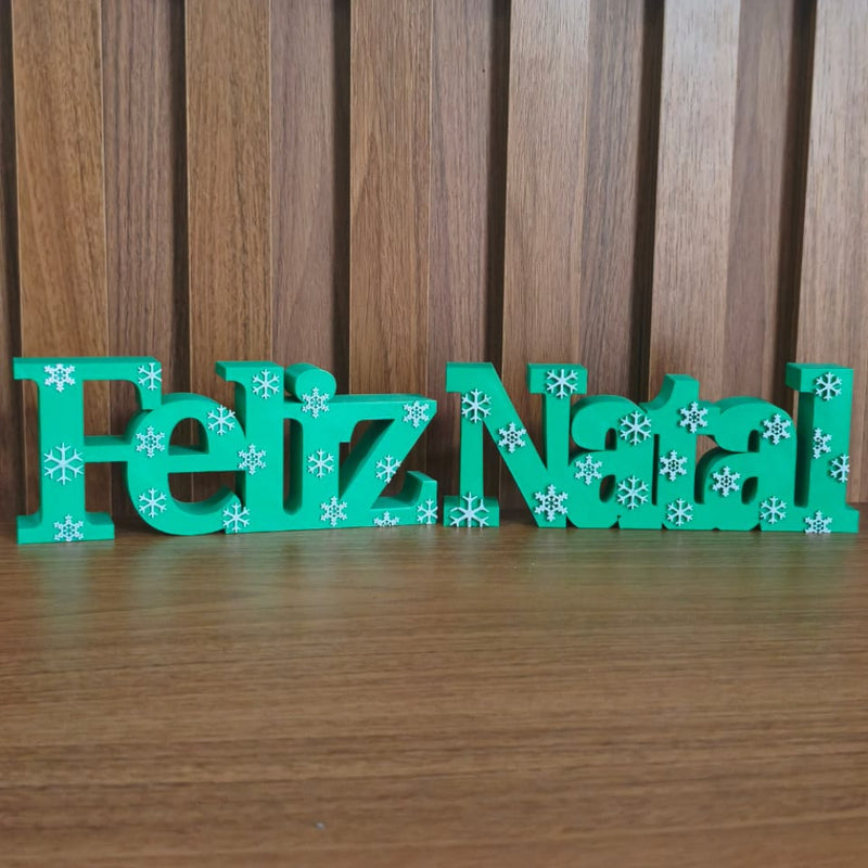 Letreiro Feliz Natal 3D Decorativo – Vermelho ou Verde, 38 cm ou 24 cm