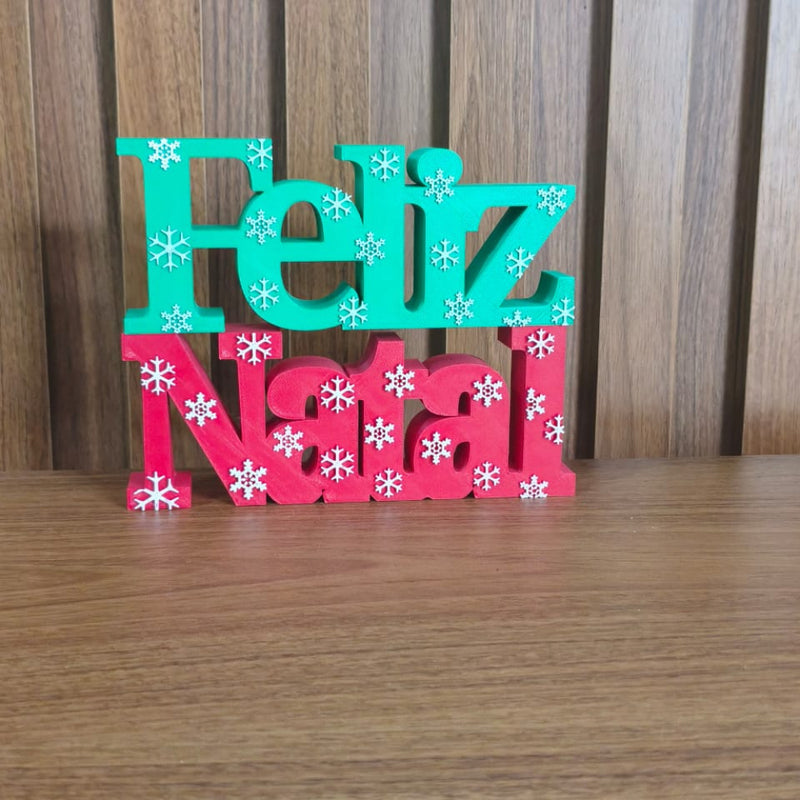 Letreiro Feliz Natal 3D Decorativo – Vermelho ou Verde, 38 cm ou 24 cm