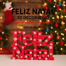 Letreiro Feliz Natal 3D Decorativo – Vermelho ou Verde, 38 cm ou 24 cm